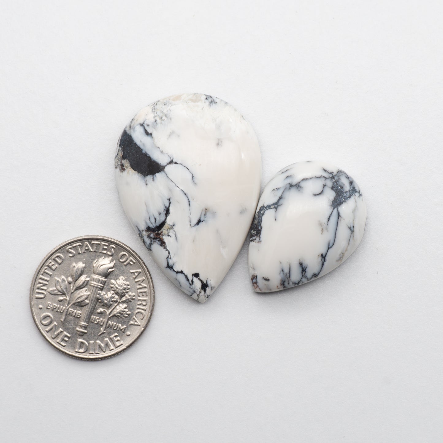 These Natural White Buffalo Cabochons have a glossy finish and are backed for added strength. Mined in Nevada, USA these stones are similar to turquoise used for jewelry making.
