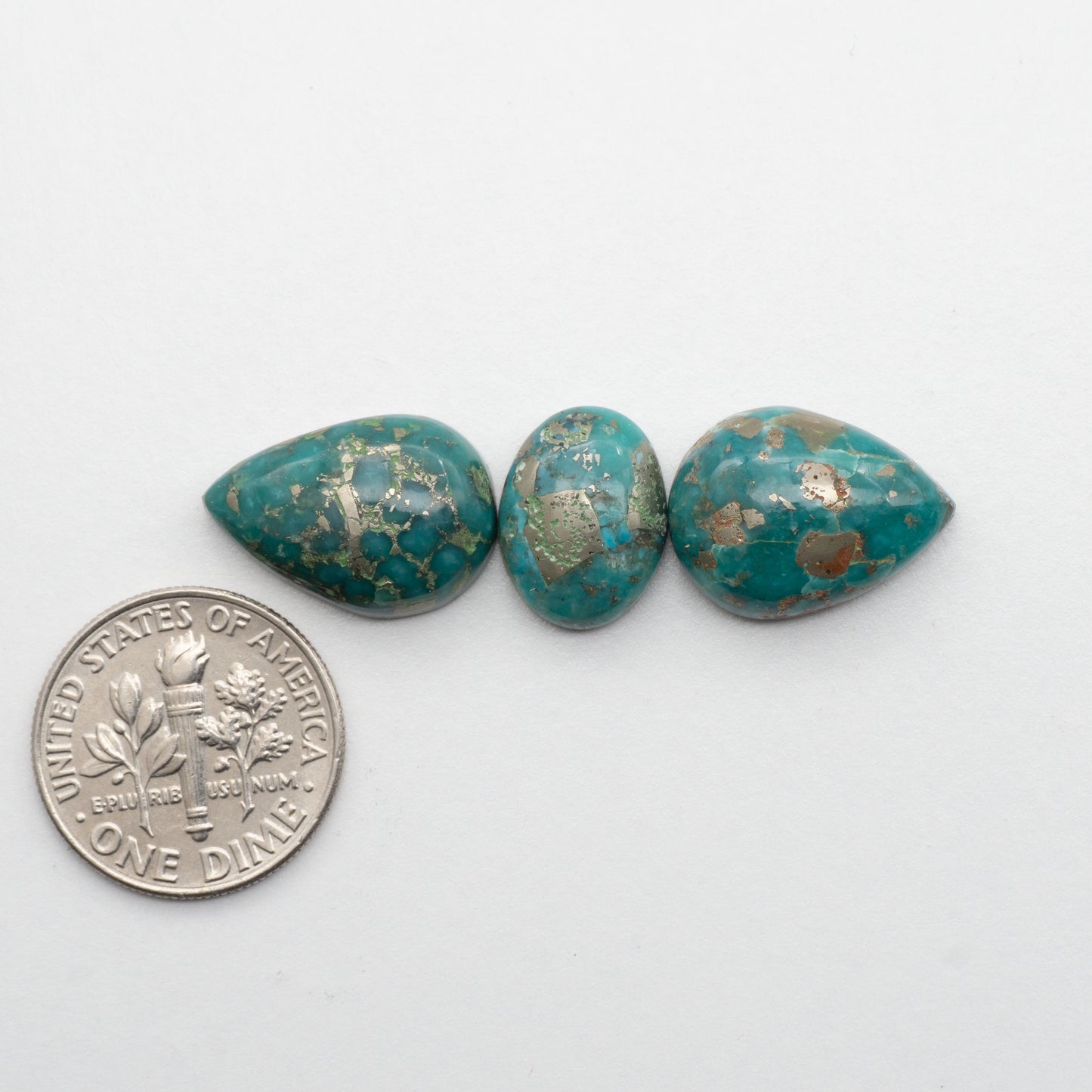 This beautiful Blue Green Campitos Turquoise Cabochon lot has a glossy finish and is backed for added strength. Mined in Sonora, MX. Similar to Kingman turquoise used for jewelry making.