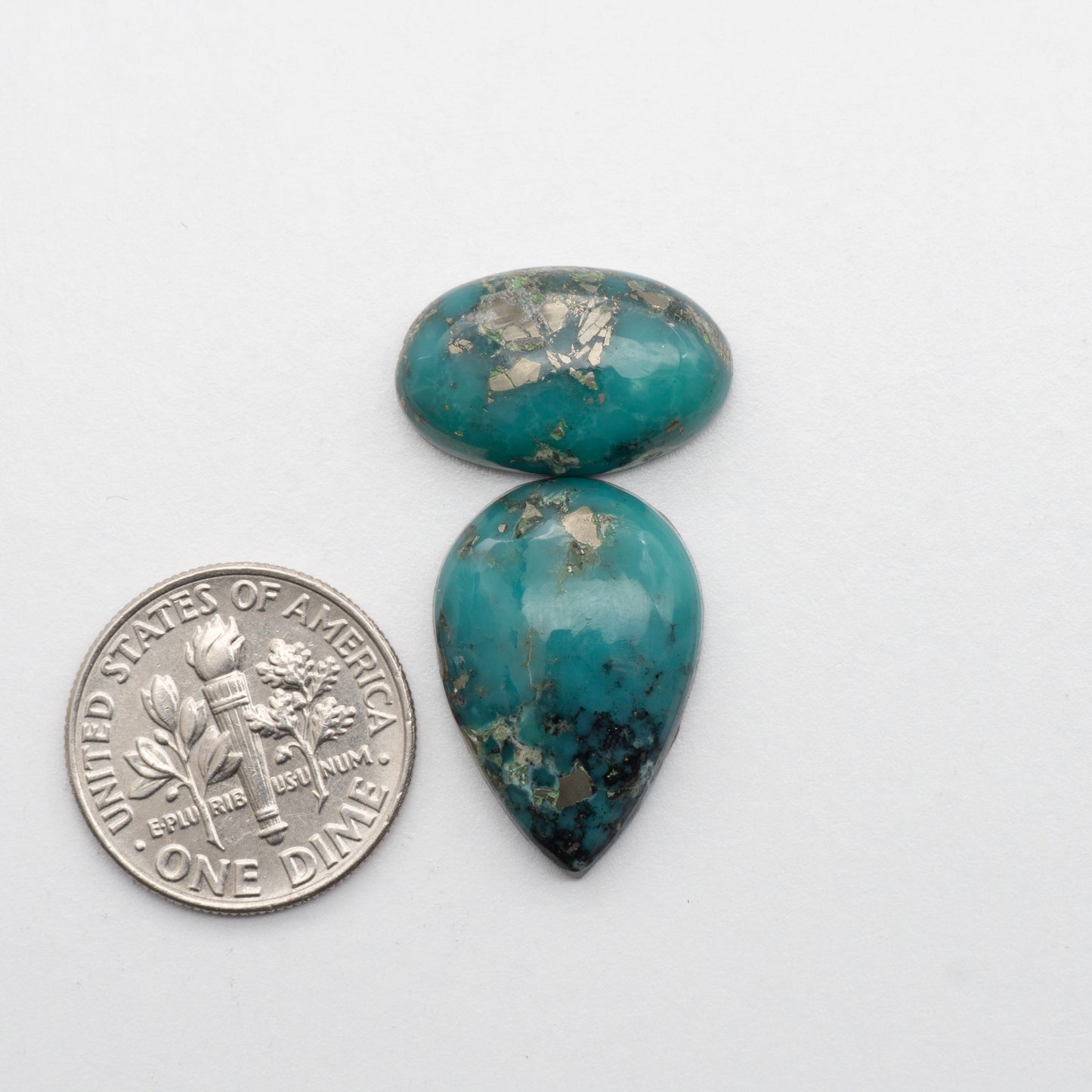 This beautiful Blue Green Campitos Turquoise Cabochon lot has a glossy finish and is backed for added strength. Mined in Sonora, MX. Similar to Kingman turquoise used for jewelry making.