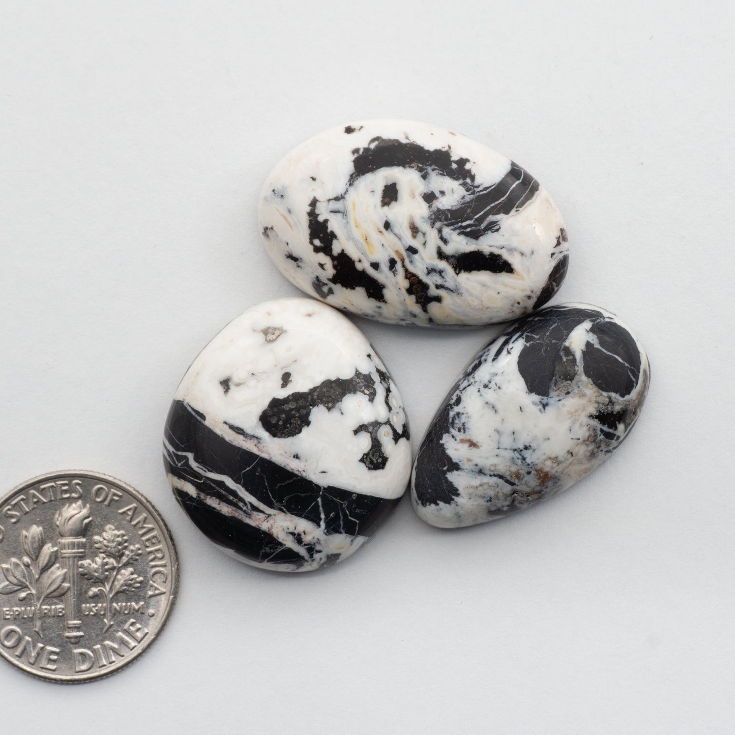 These Natural White Buffalo Cabochons have a glossy finish and are backed for added strength. Mined in Nevada, USA these stones are similar to turquoise used for jewelry making.