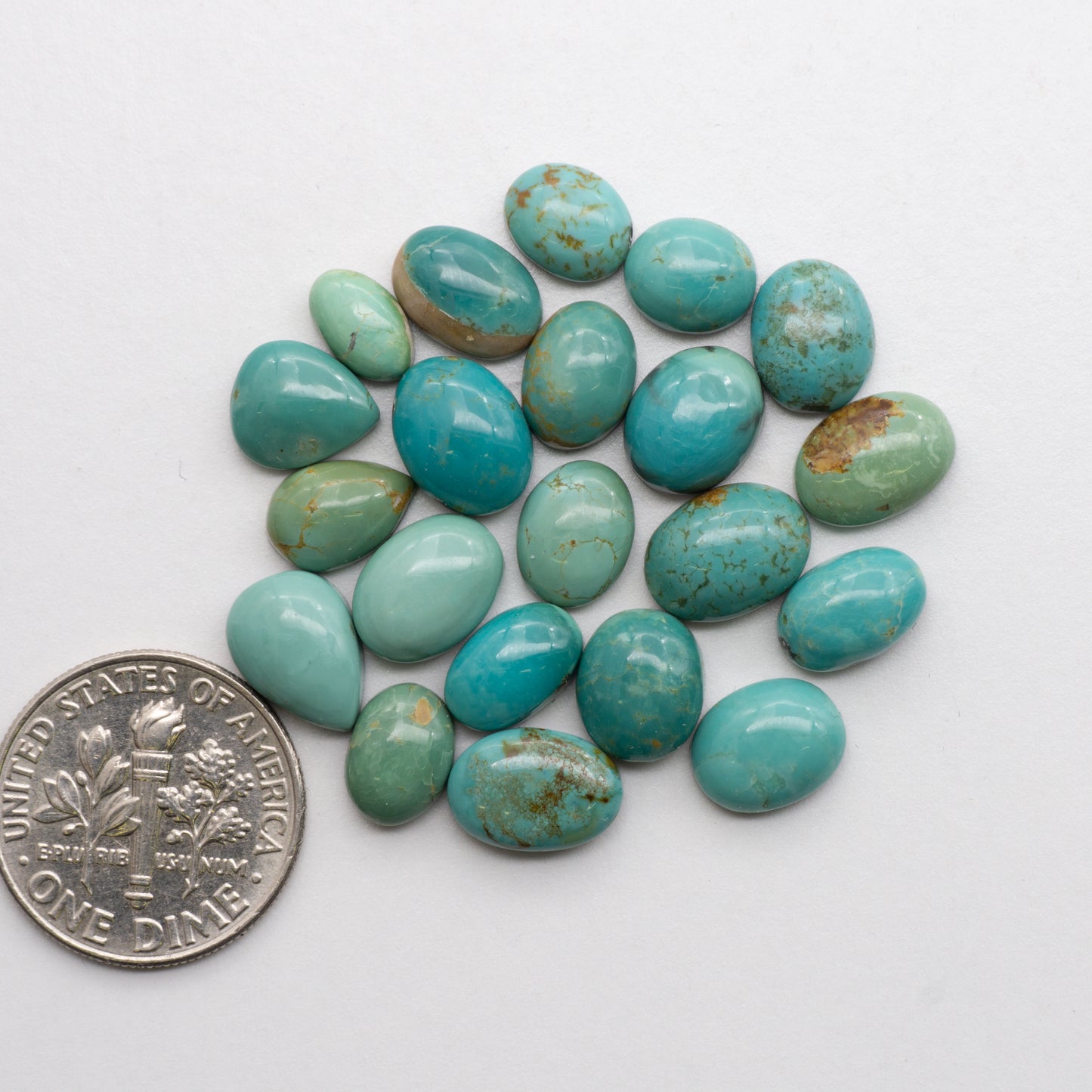 These beautiful blue green turquoise cabochons have a glossy finish and are backed for added strength. Mined in Colorado, USA. Similar to Royston turquoise used for jewelry making.