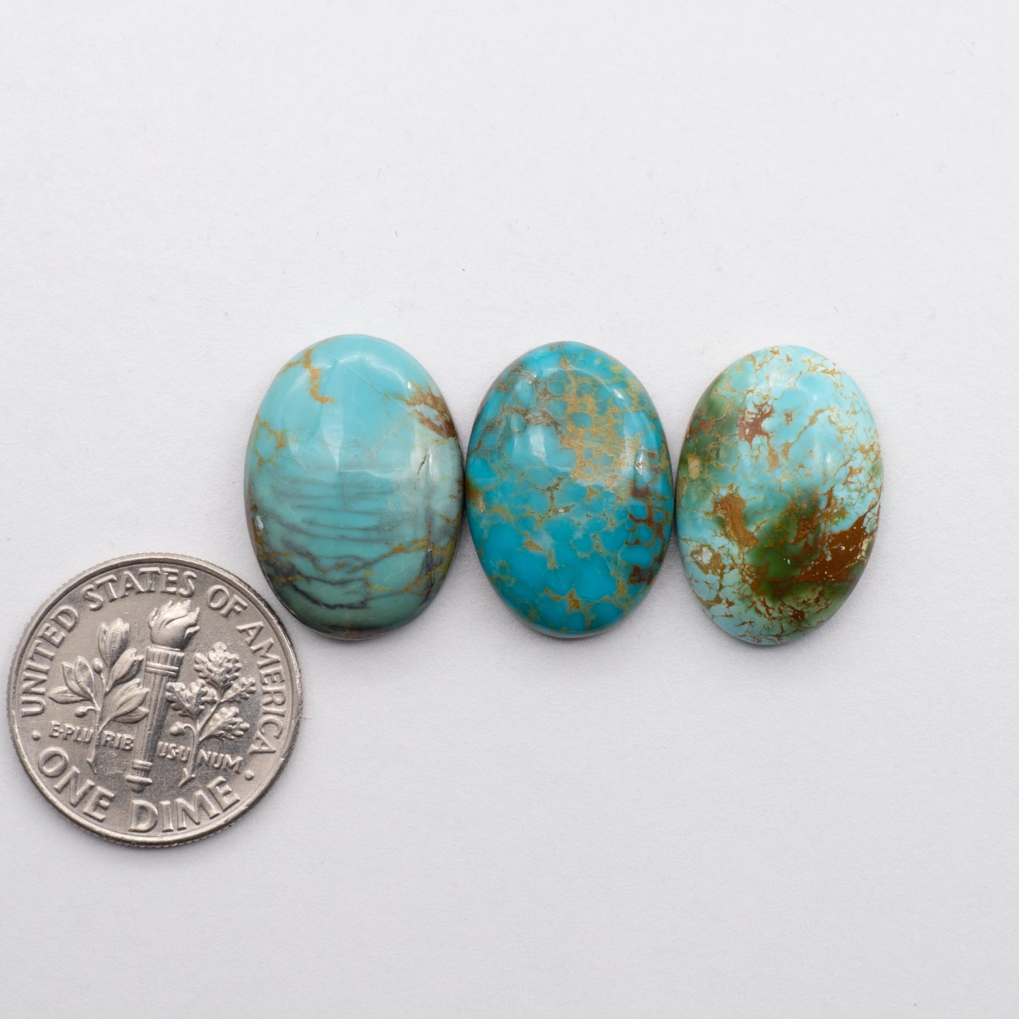 Kings Manassa Turquoise is a beautiful blue green turquoise with a glossy finish. The turquoise stones are backed for added strength. Kings Manassa is mined by Greg Cordova the owner and lapidary at Cutting Edge Turquoise in Manassa, Colorado, USA. Kings Manassa is similar to Royston and used for jewelry making.