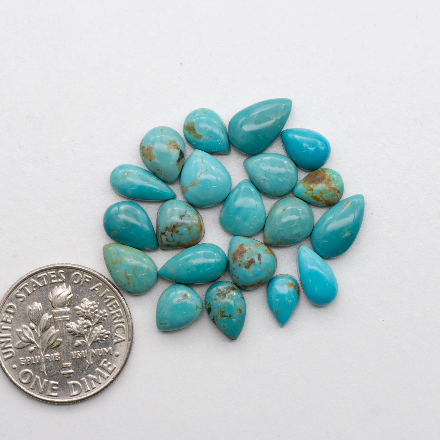 These beautiful blue green turquoise cabochons have a glossy finish and are backed for added strength. Mined in Colorado, USA. Similar to Royston turquoise used for jewelry making.