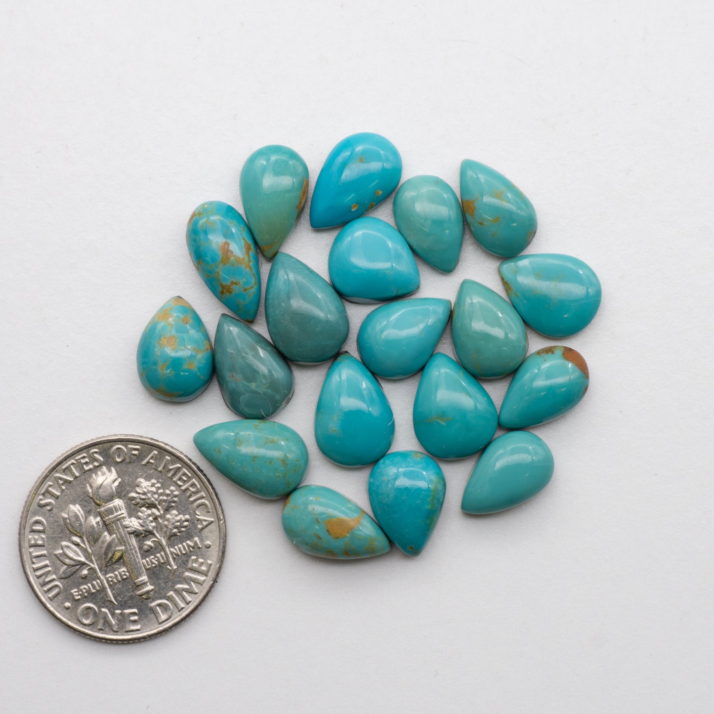 These beautiful blue green turquoise cabochons have a glossy finish and are backed for added strength. Mined in Colorado, USA. Similar to Royston turquoise used for jewelry making.