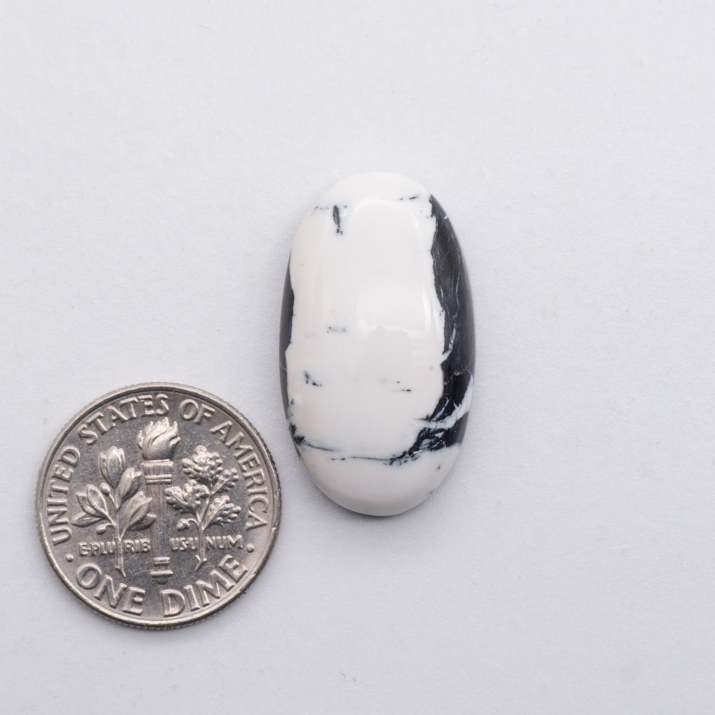 White Buffalo Cabochons have a glossy finish and are backed for added strength. White Buffaloe is mined in Nevada, USA White Buffalo is similar to turquoise and is used for jewelry making.