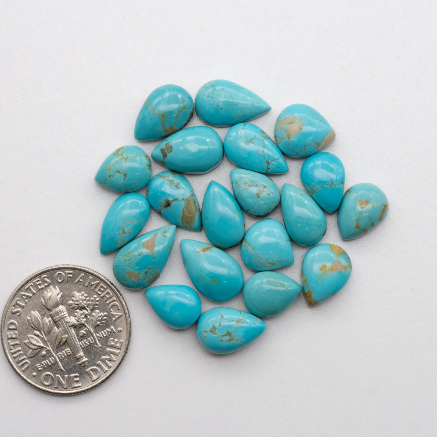 These beautiful blue green turquoise cabochons have a glossy finish and are backed for added strength. Mined in Colorado, USA. Similar to Royston turquoise used for jewelry making.