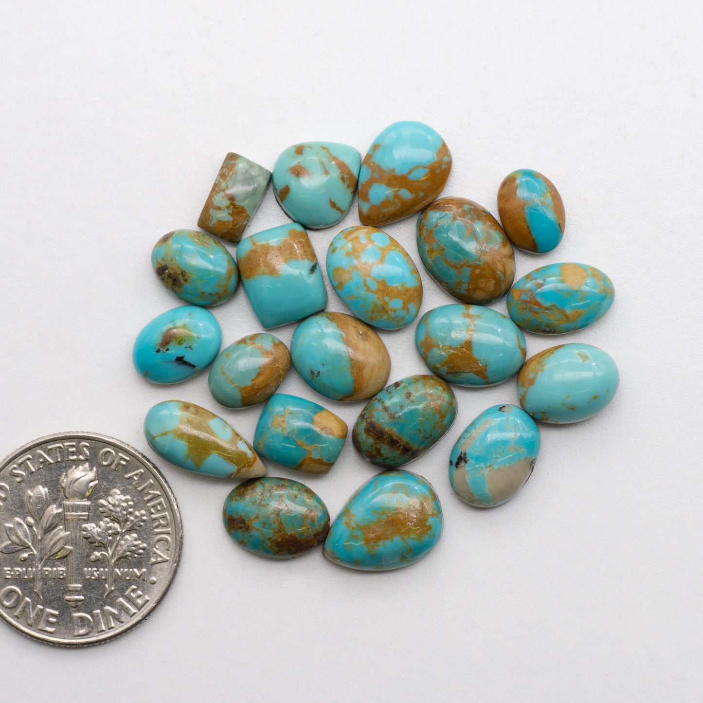 These beautiful blue green turquoise cabochons have a glossy finish and are backed for added strength. Mined in Colorado, USA. Similar to Royston turquoise used for jewelry making.