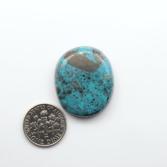 Nacozari turquoise cabochons are striking gemstones known for their vibrant blue to greenish-blue colors and pyrite, these stones are prized in jewelry making.