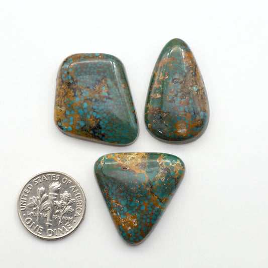 Kingman Turquoise Cabochons are a staple in the jewelry industry, known for their stunning blue-green color. Perfect for necklaces, earrings, and more!