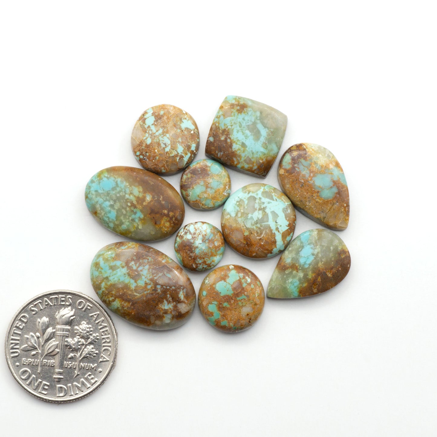 Add a touch of beauty to your collection with our stunning Pilot Mountain Turquoise Cabochons. Perfect for jewelry making each piece is truly one-of-a-kind.
