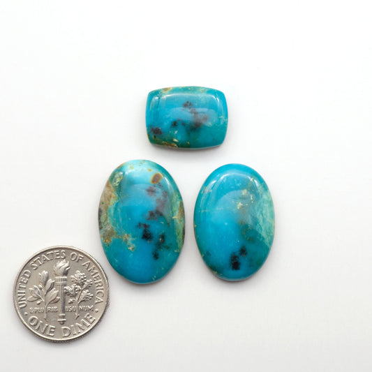 Kingman Turquoise Cabochons are a staple in the jewelry industry, known for their stunning blue-green color. Perfect for necklaces, earrings, and more!