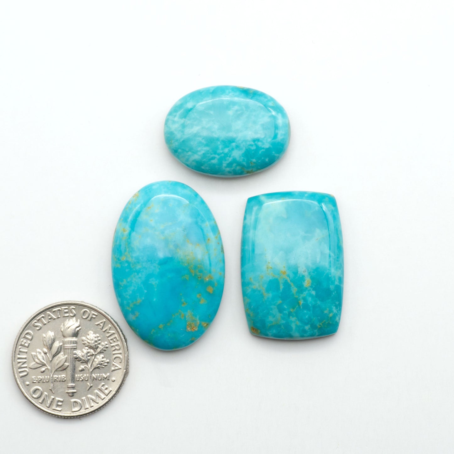 Kingman Turquoise Cabochons are a staple in the jewelry industry, known for their stunning blue-green color. Perfect for necklaces, earrings, and more!
