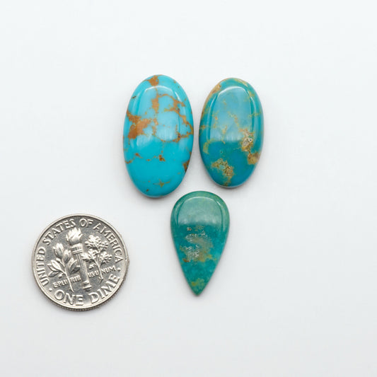 Kingman Turquoise Cabochons are a staple in the jewelry industry, known for their stunning blue-green color. Perfect for necklaces, earrings, and more!