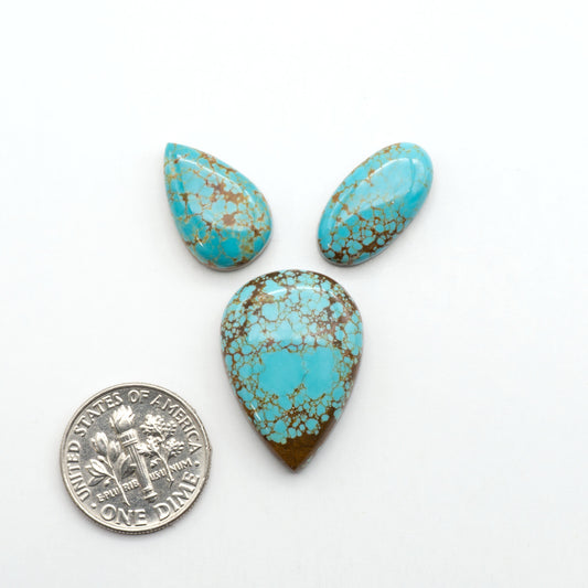 Number 8 Turquoise Cabochons have been selected for their quality and unique appearance. Don't miss the chance to add a one-of-a-kind piece to your collection.