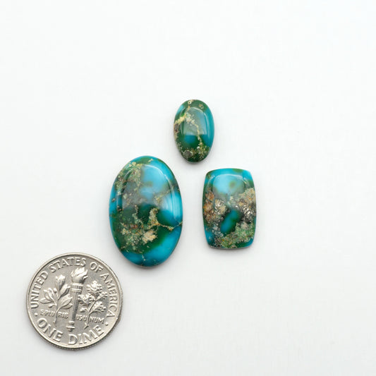 Sonoran Mountain Turquoise showcases a stunning blend of blue and green hues and natural patterns that make it a must-have for any jewelry collection.