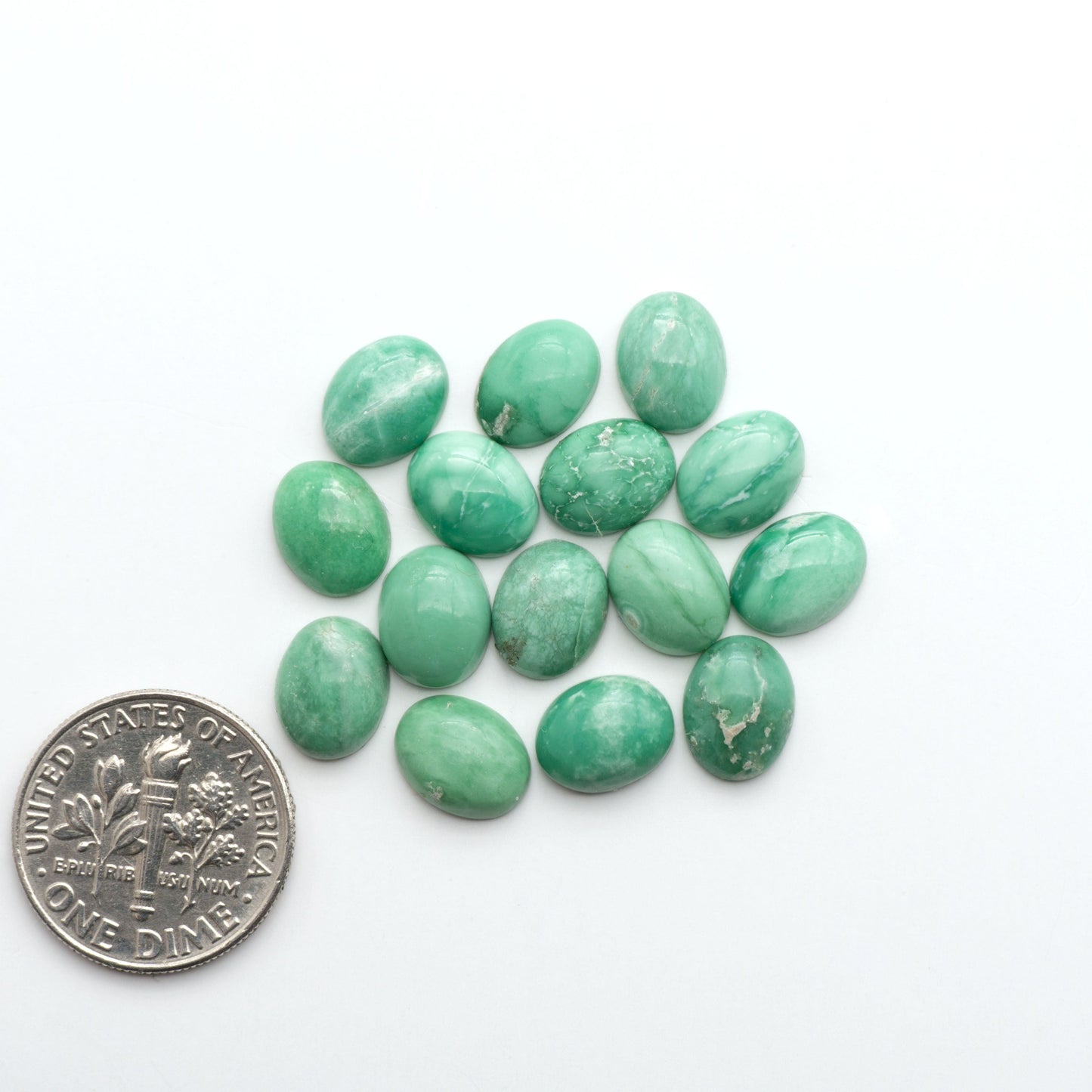 Shop Australian Variscite cabochons with natural matrix patterns, ideal for silversmiths and jewelry makers creating custom rings and pendants.