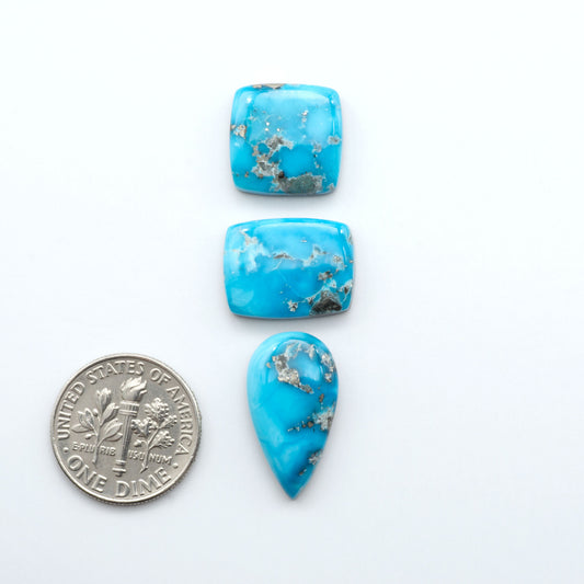 Create stunning handcrafted jewelry with Blue Bird Turquoise Cabochons. Their rich blue color and polish make them perfect for silversmiths and jewelry makers.