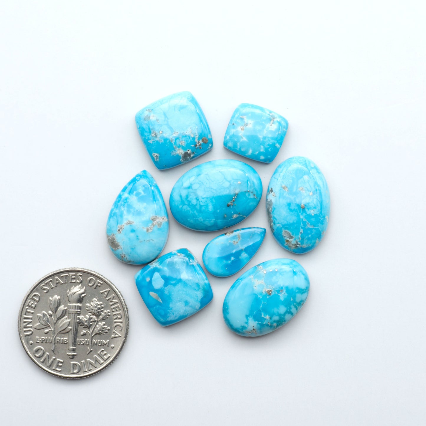 Create stunning handcrafted jewelry with Blue Bird Turquoise Cabochons. Their rich blue color and polish make them perfect for silversmiths and jewelry makers.