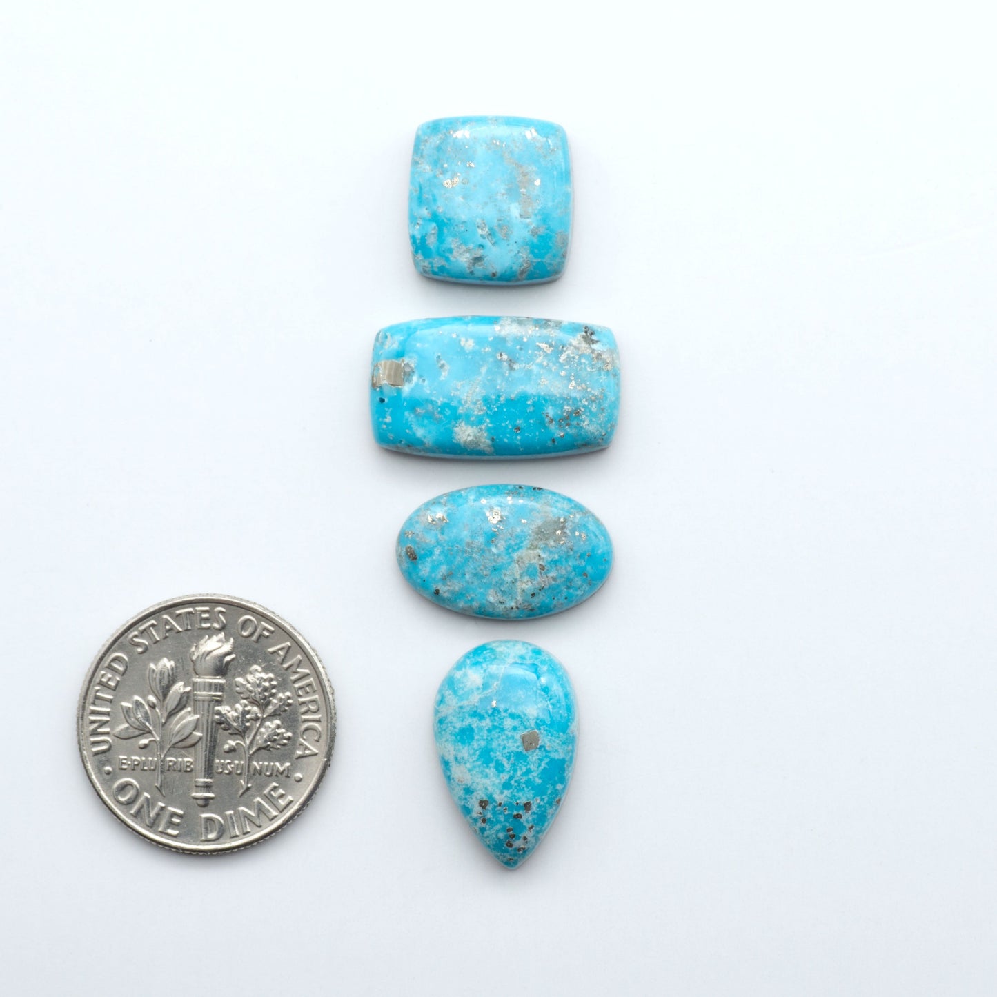 Create stunning handcrafted jewelry with Blue Bird Turquoise Cabochons. Their rich blue color and polish make them perfect for silversmiths and jewelry makers.
