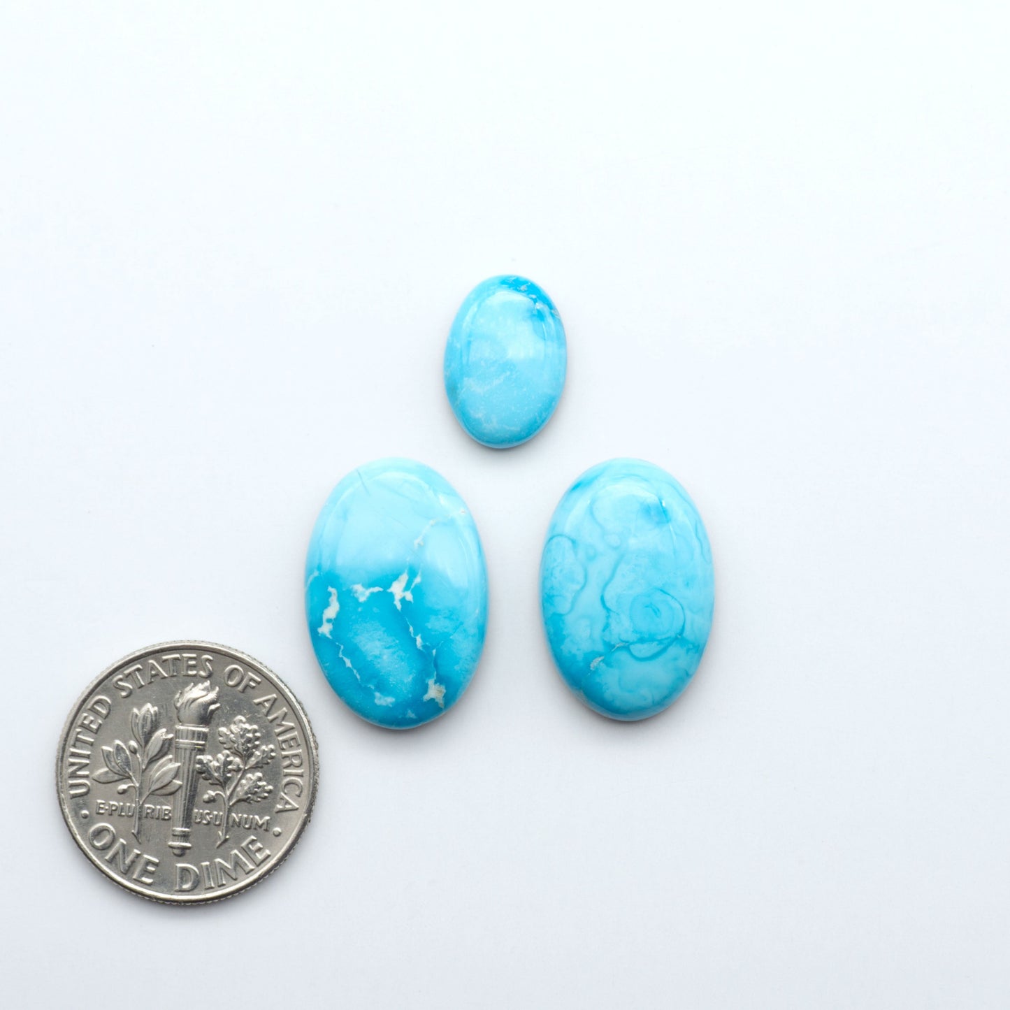 Create stunning handcrafted jewelry with Blue Bird Turquoise Cabochons. Their rich blue color and polish make them perfect for silversmiths and jewelry makers.