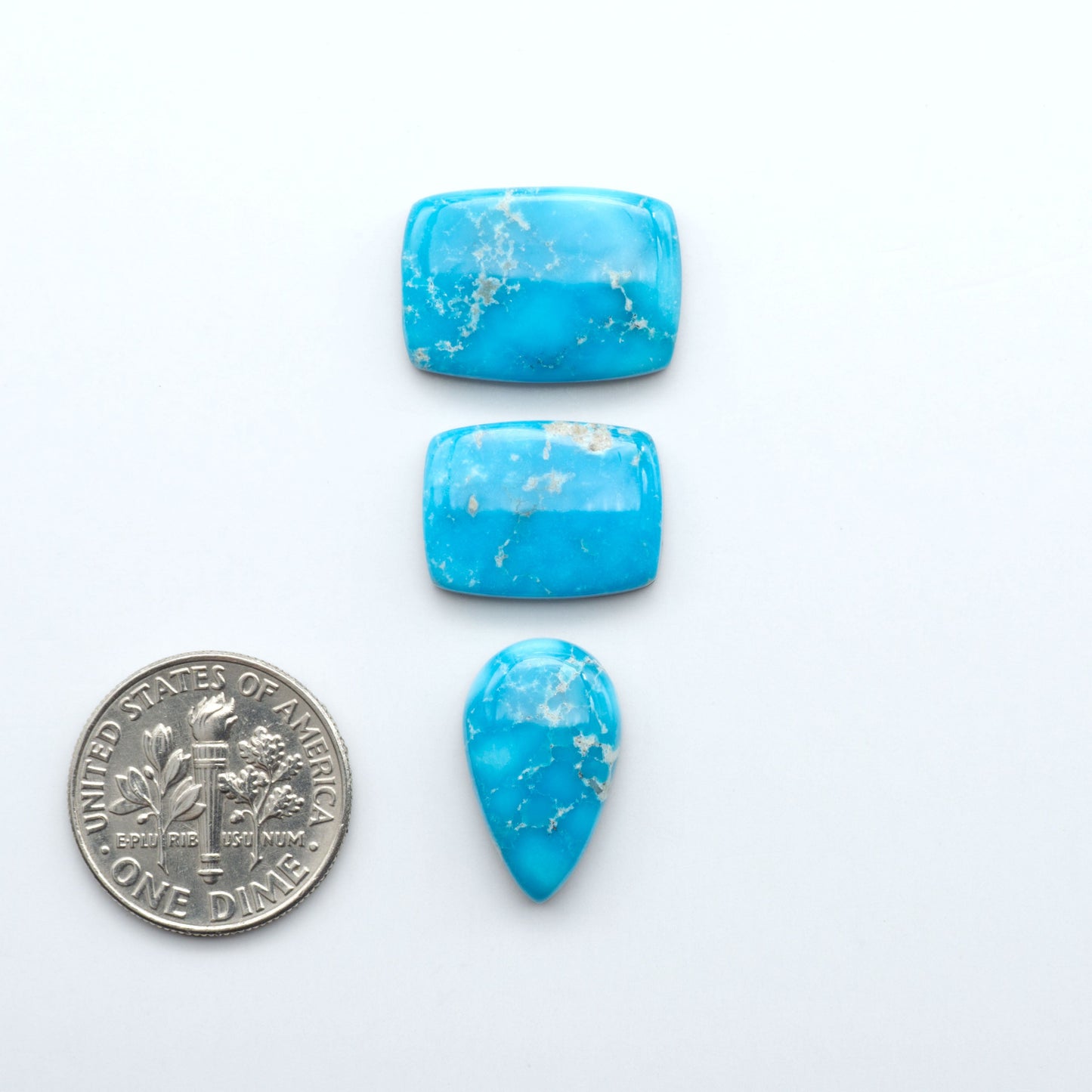 Create stunning handcrafted jewelry with Blue Bird Turquoise Cabochons. Their rich blue color and polish make them perfect for silversmiths and jewelry makers.