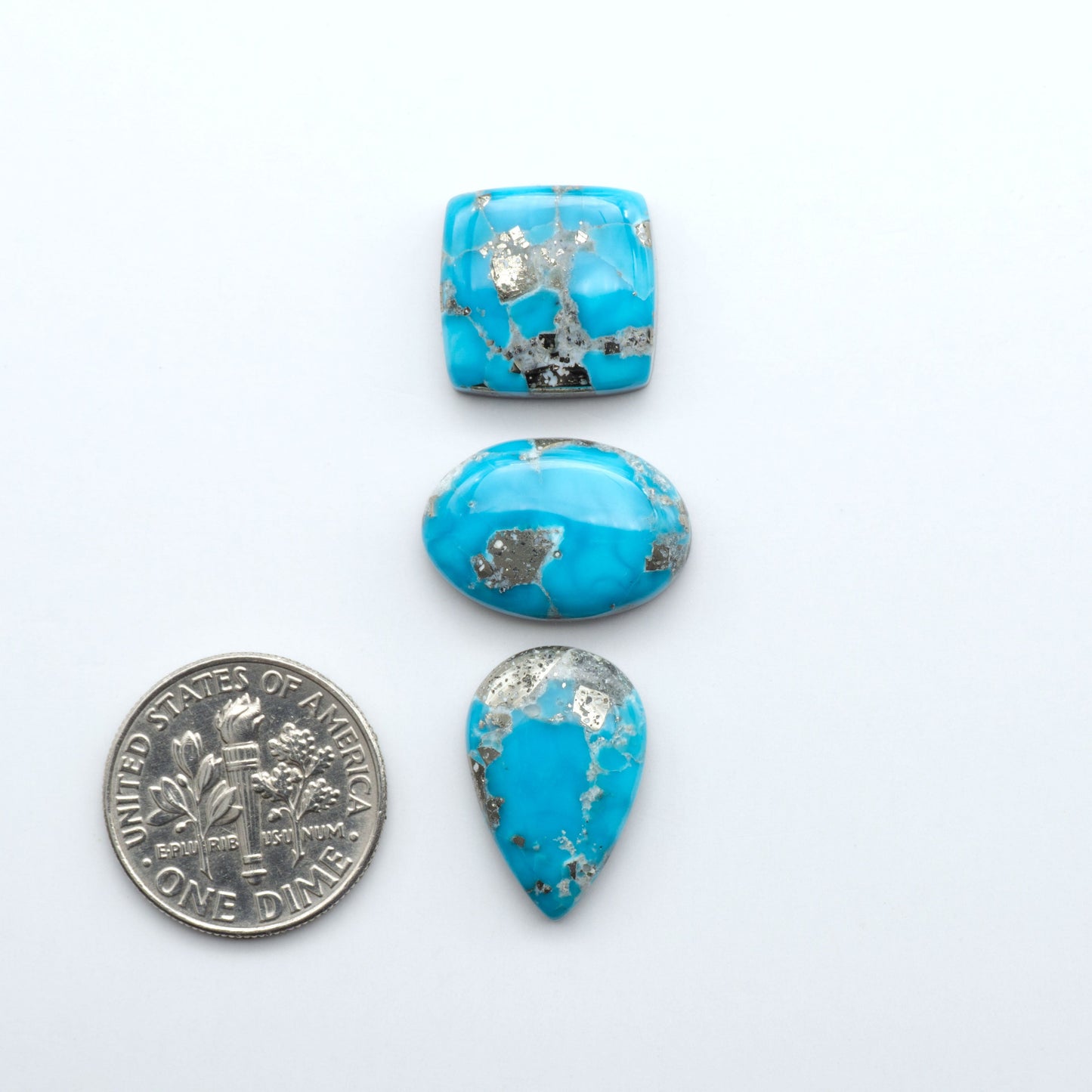 Create stunning handcrafted jewelry with Blue Bird Turquoise Cabochons. Their rich blue color and polish make them perfect for silversmiths and jewelry makers.