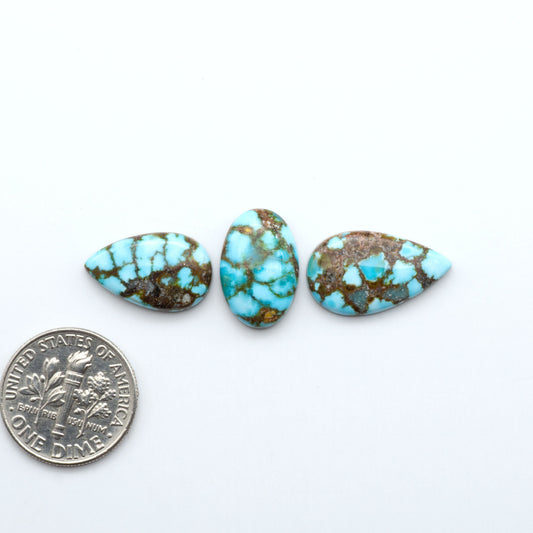 Kingman Turquoise Cabochons are a staple in the jewelry industry, known for their stunning blue-green color. Perfect for necklaces, earrings, and more!