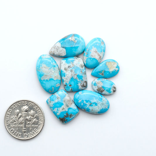 Create stunning handcrafted jewelry with Blue Bird Turquoise Cabochons. Their rich blue color and polish make them perfect for silversmiths and jewelry makers.
