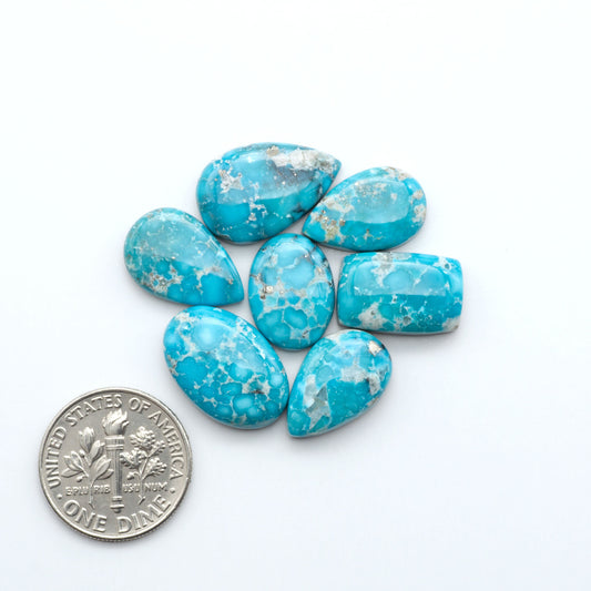 Create stunning handcrafted jewelry with Blue Bird Turquoise Cabochons. Their rich blue color and polish make them perfect for silversmiths and jewelry makers.