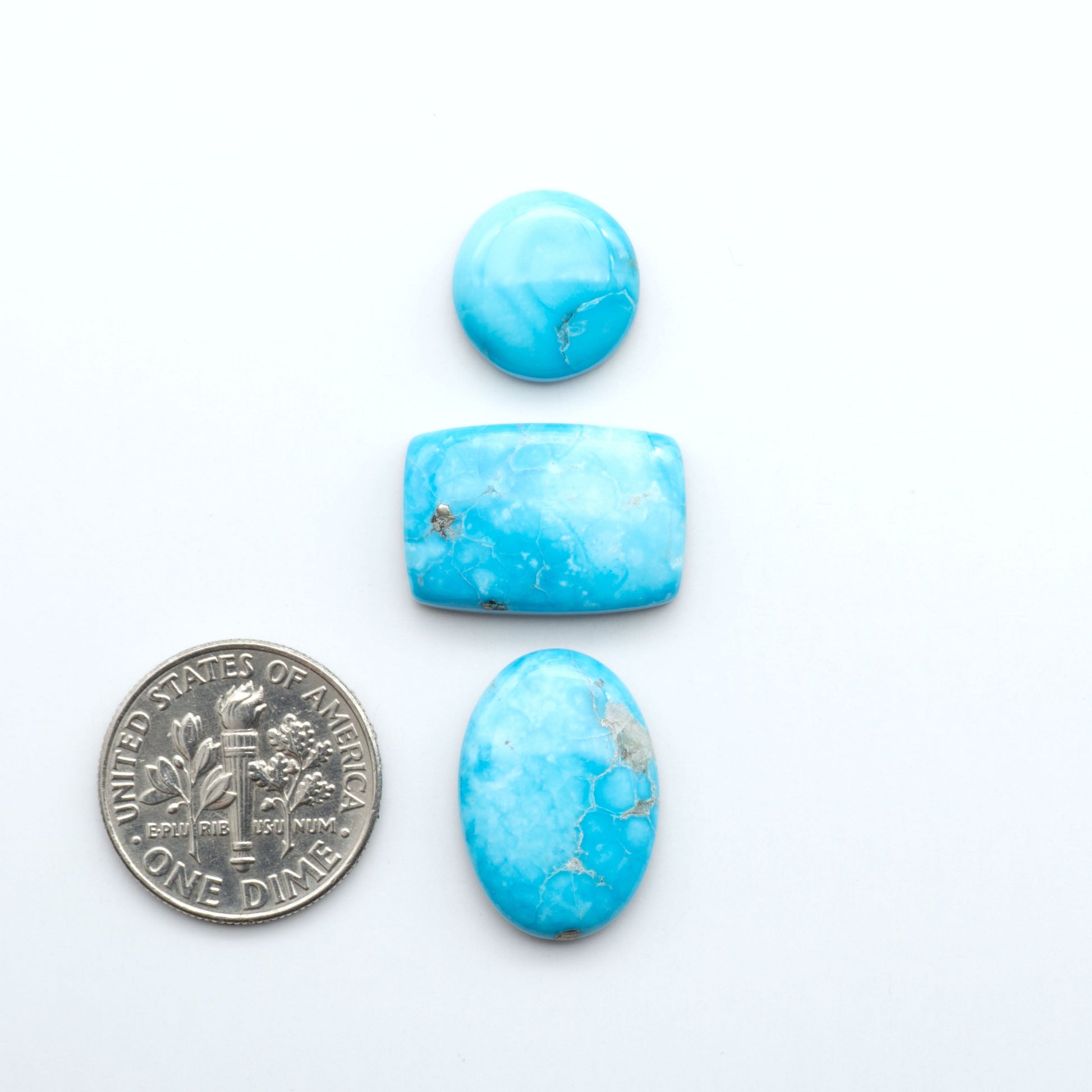 Create stunning handcrafted jewelry with Blue Bird Turquoise Cabochons. Their rich blue color and polish make them perfect for silversmiths and jewelry makers.