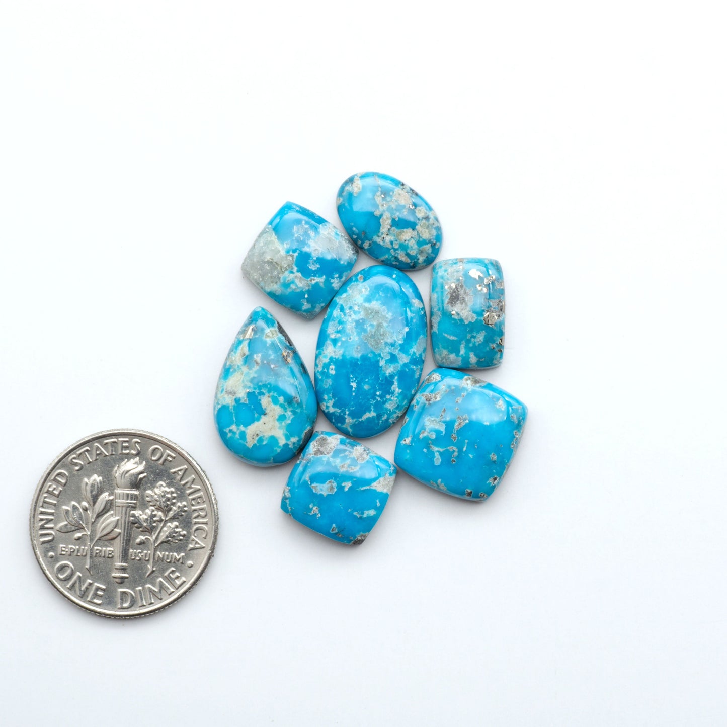 Create stunning handcrafted jewelry with Blue Bird Turquoise Cabochons. Their rich blue color and polish make them perfect for silversmiths and jewelry makers.
