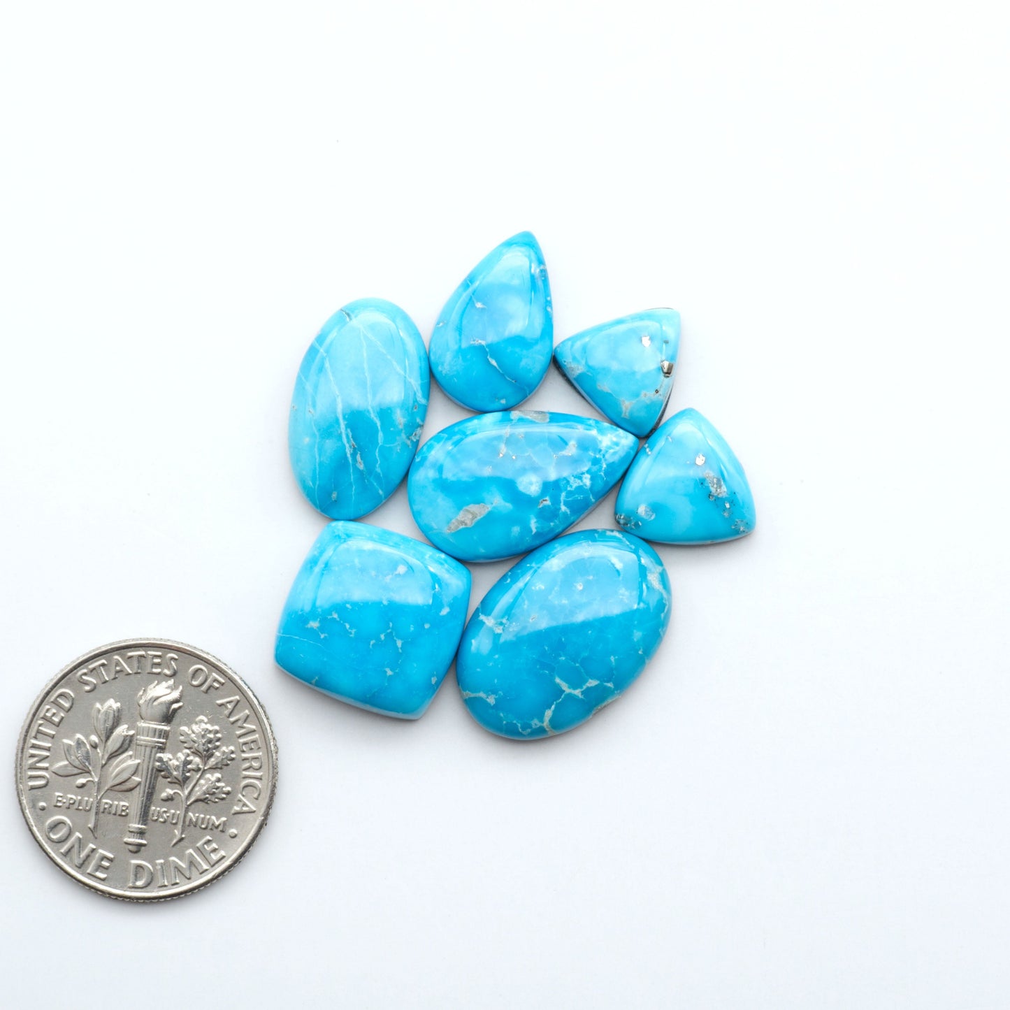 Create stunning handcrafted jewelry with Blue Bird Turquoise Cabochons. Their rich blue color and polish make them perfect for silversmiths and jewelry makers.