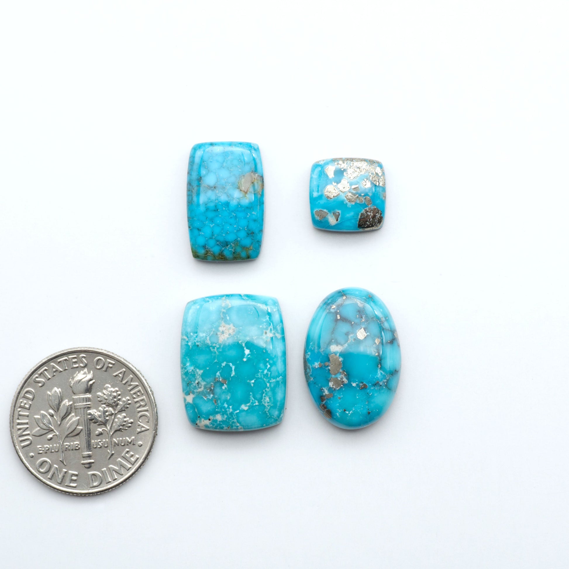 Create stunning handcrafted jewelry with Blue Bird Turquoise Cabochons. Their rich blue color and polish make them perfect for silversmiths and jewelry makers.