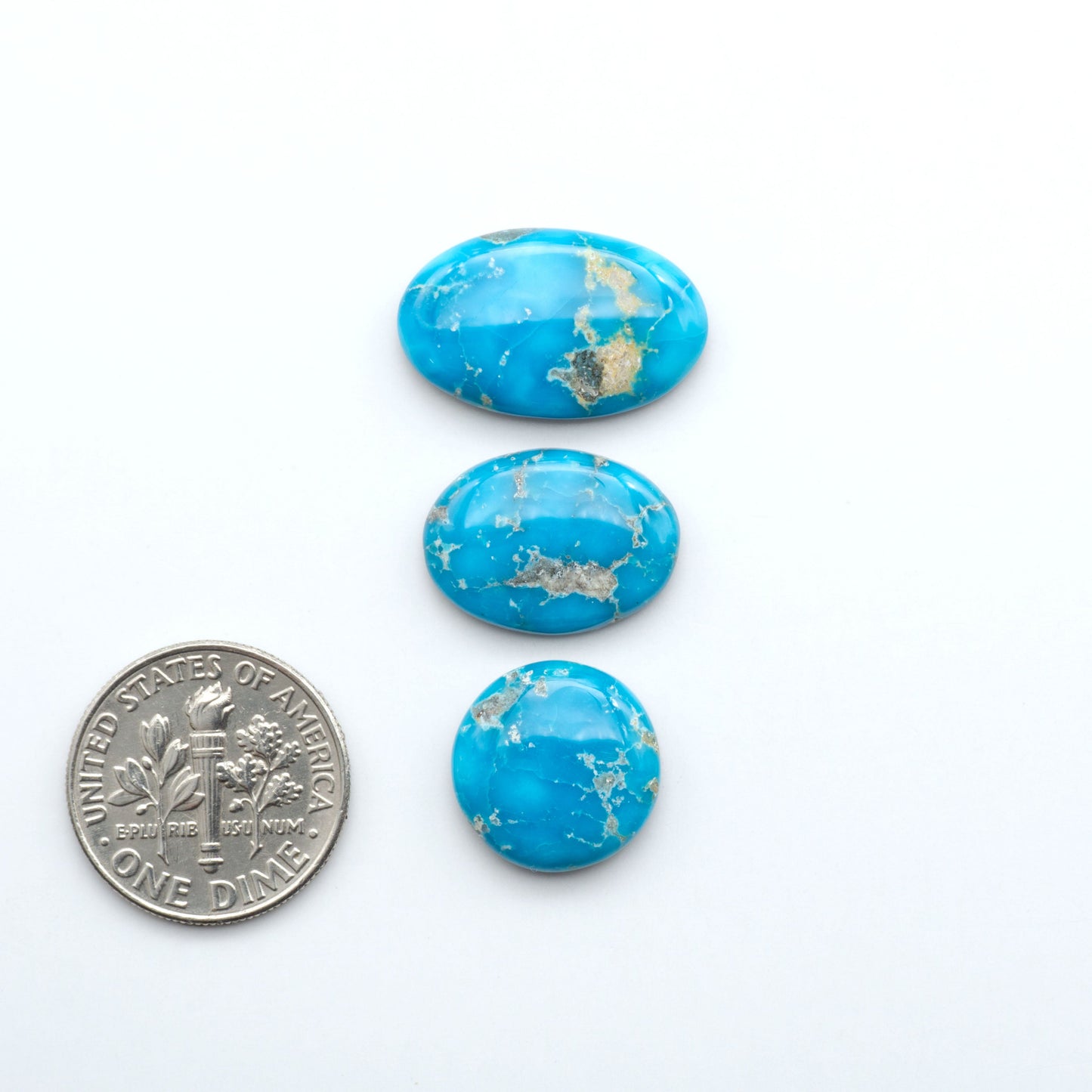 Create stunning handcrafted jewelry with Blue Bird Turquoise Cabochons. Their rich blue color and polish make them perfect for silversmiths and jewelry makers.
