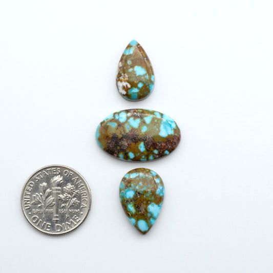 Kingman Turquoise Cabochons are a staple in the jewelry industry, known for their stunning blue-green color. Perfect for necklaces, earrings, and more!
