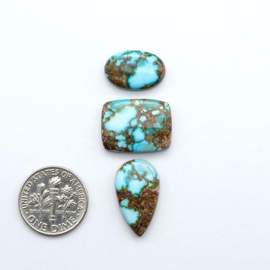 Kingman Turquoise Cabochons are a staple in the jewelry industry, known for their stunning blue-green color. Perfect for necklaces, earrings, and more!