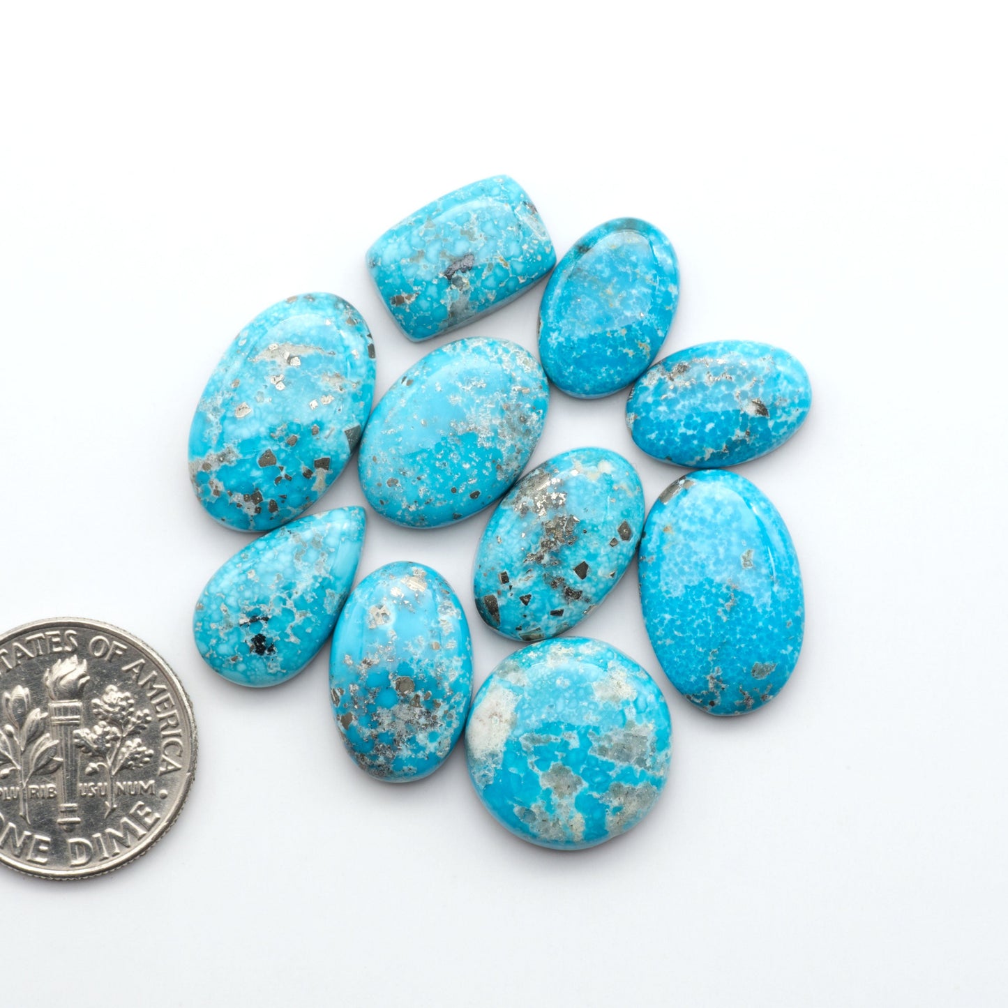 Create stunning handcrafted jewelry with Blue Bird Turquoise Cabochons. Their rich blue color and polish make them perfect for silversmiths and jewelry makers.