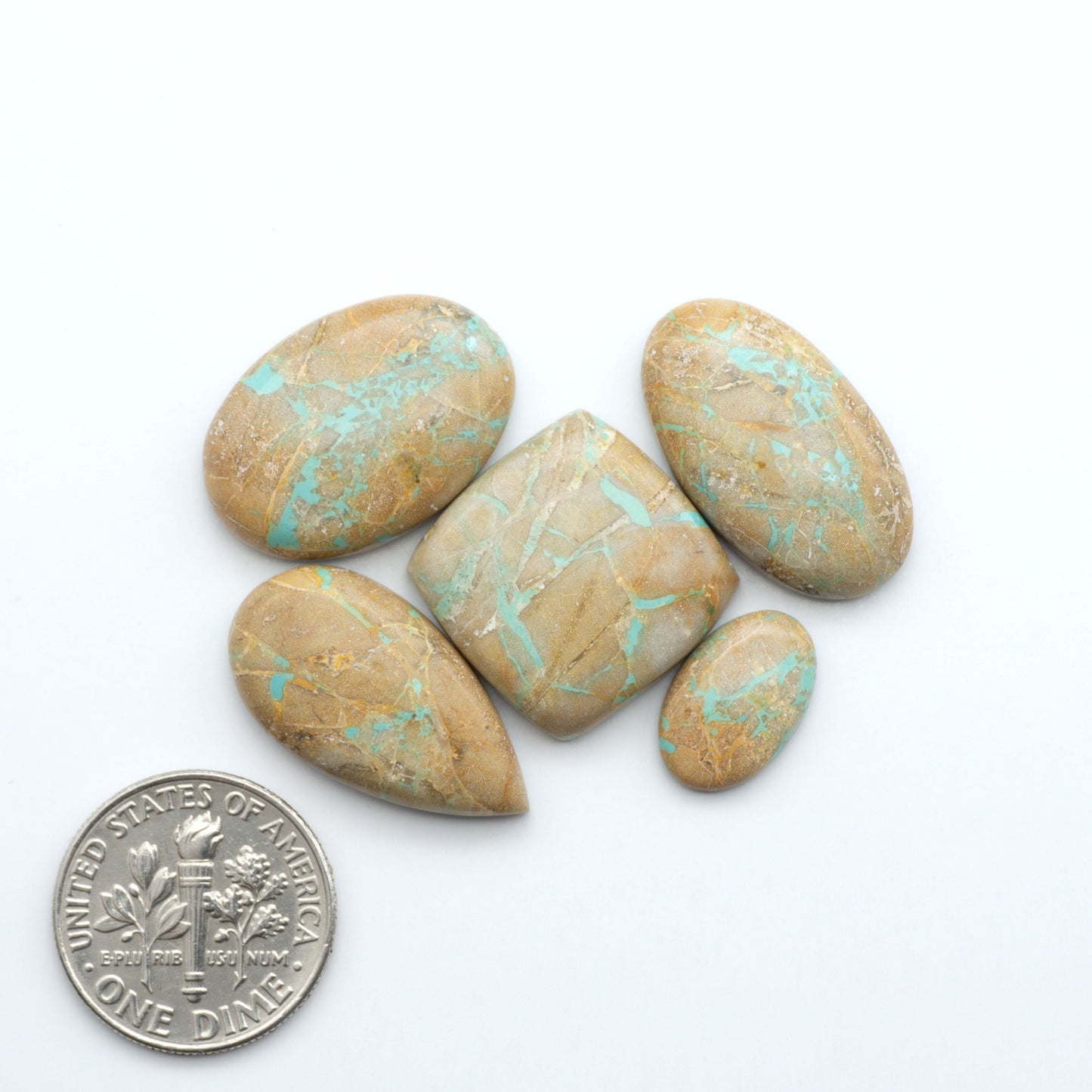 These Crow Springs Ribbon Turquoise Cabochons have a rich color and matrix that are sure to add a unique touch to a variety of jewelry pieces.