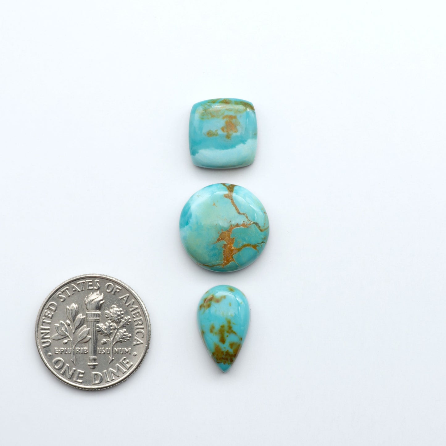Add a touch of beauty to your collection with our stunning Pilot Mountain Turquoise Cabochons. Perfect for jewelry making each piece is truly one-of-a-kind.