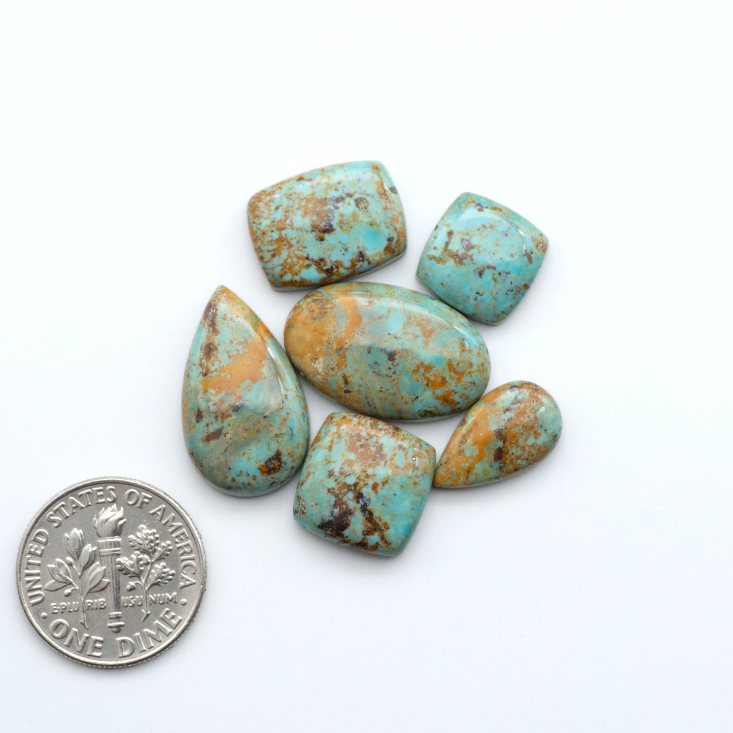 Experience the beauty of Turquoise Mountain Cabochons. With their distinctive blue and green color, these gemstones are perfect for any jewelry piece.