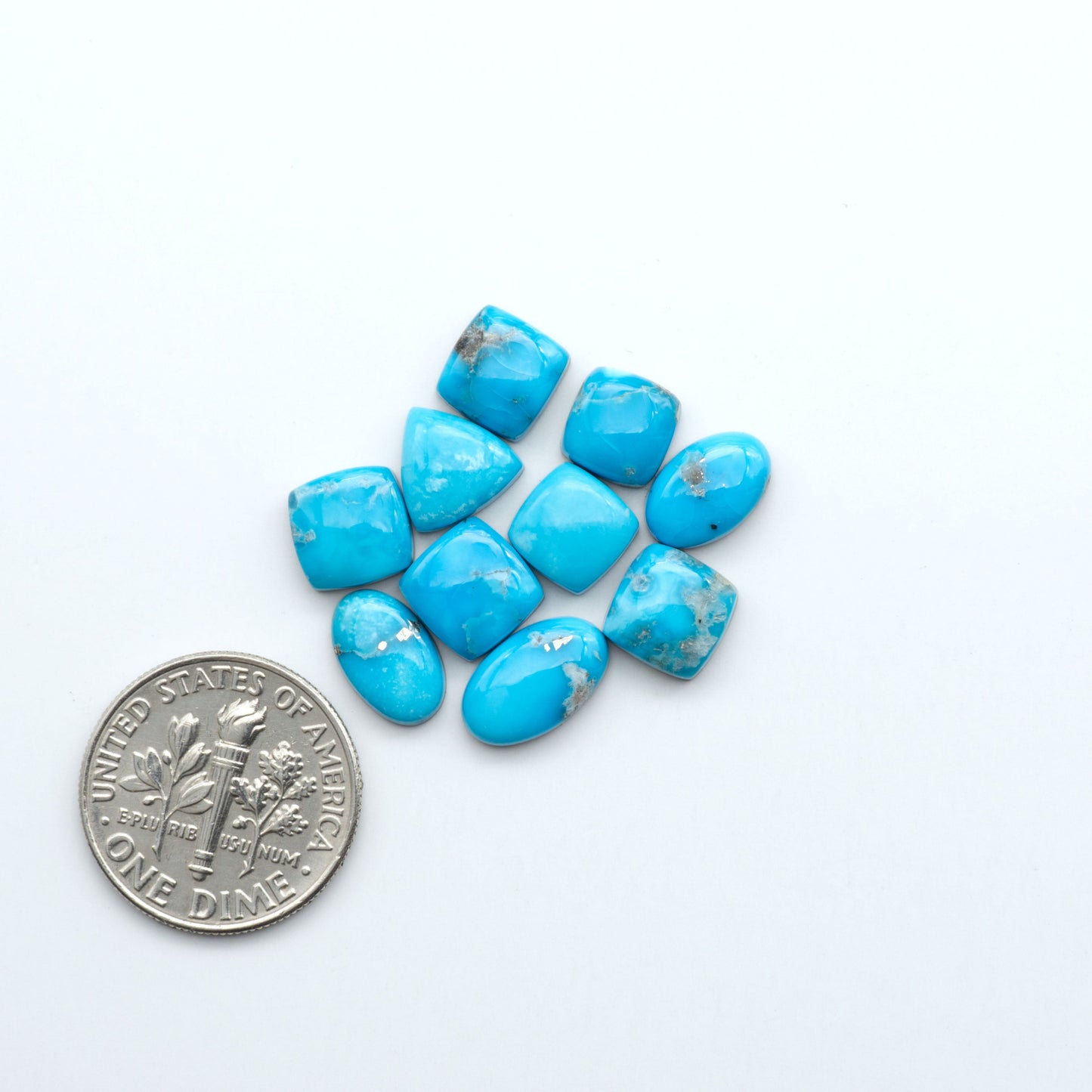 Create stunning handcrafted jewelry with Blue Bird Turquoise Cabochons. Their rich blue color and polish make them perfect for silversmiths and jewelry makers.