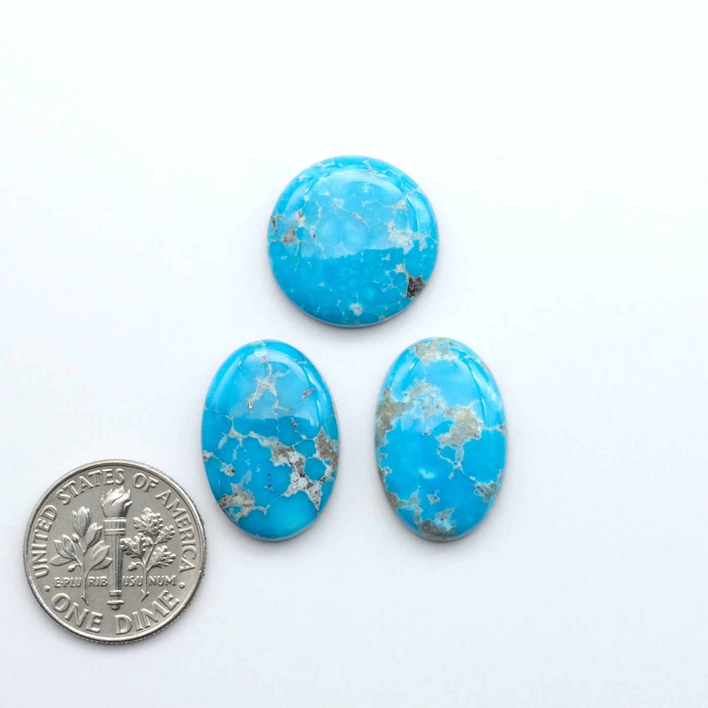 Create stunning handcrafted jewelry with Blue Bird Turquoise Cabochons. Their rich blue color and polish make them perfect for silversmiths and jewelry makers.