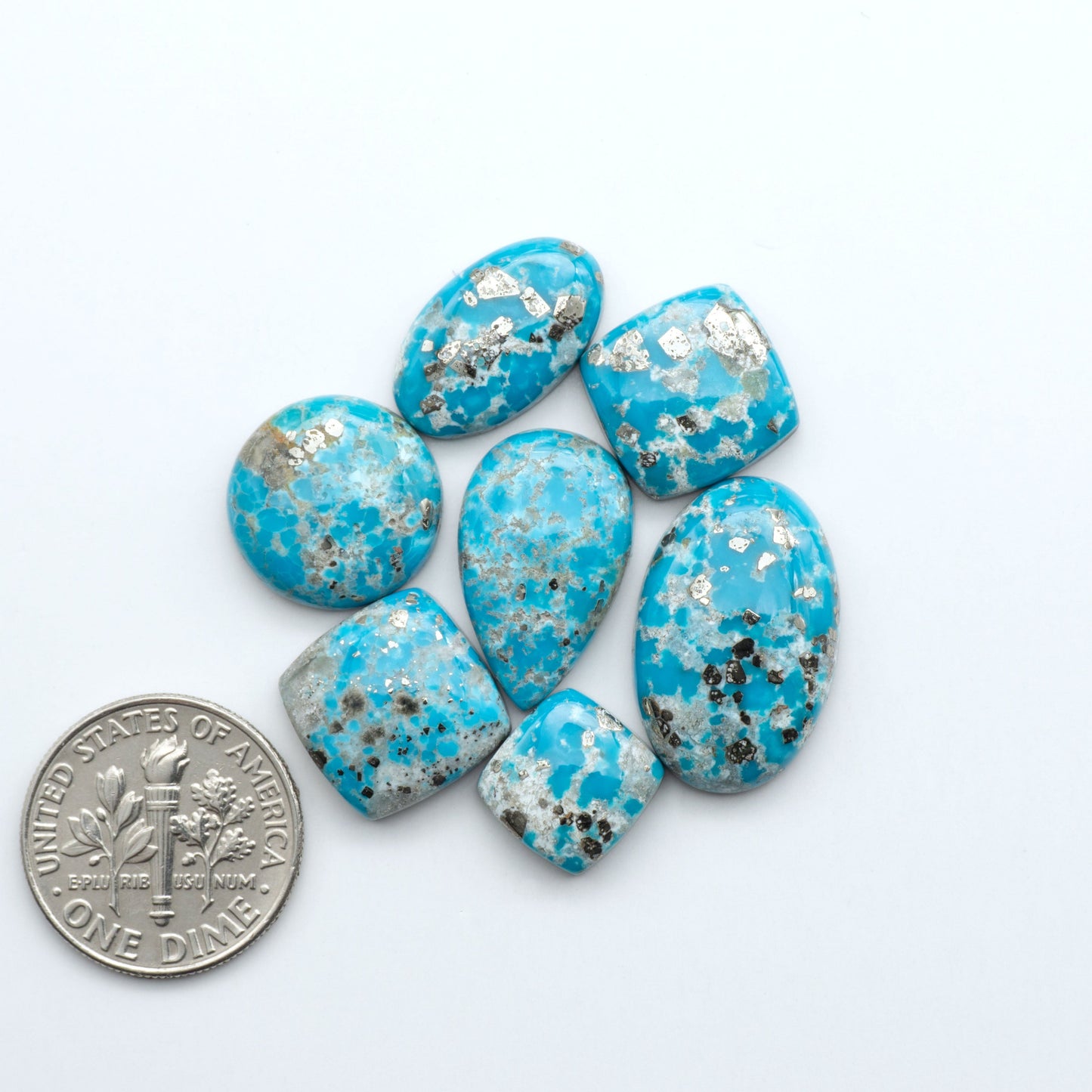 Create stunning handcrafted jewelry with Blue Bird Turquoise Cabochons. Their rich blue color and polish make them perfect for silversmiths and jewelry makers.