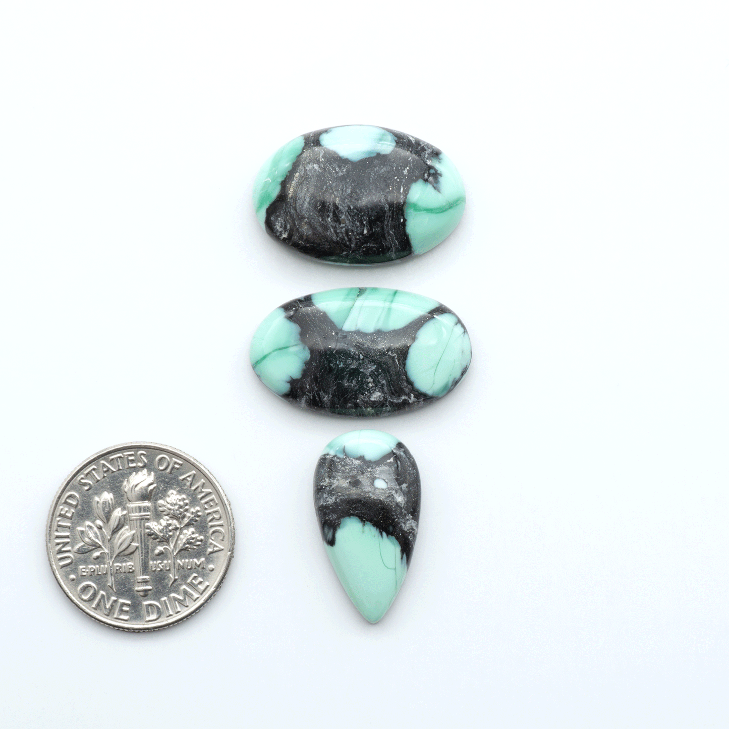 Shop Variscite cabochons with natural matrix patterns, ideal for silversmiths and jewelry makers creating custom rings and pendants.