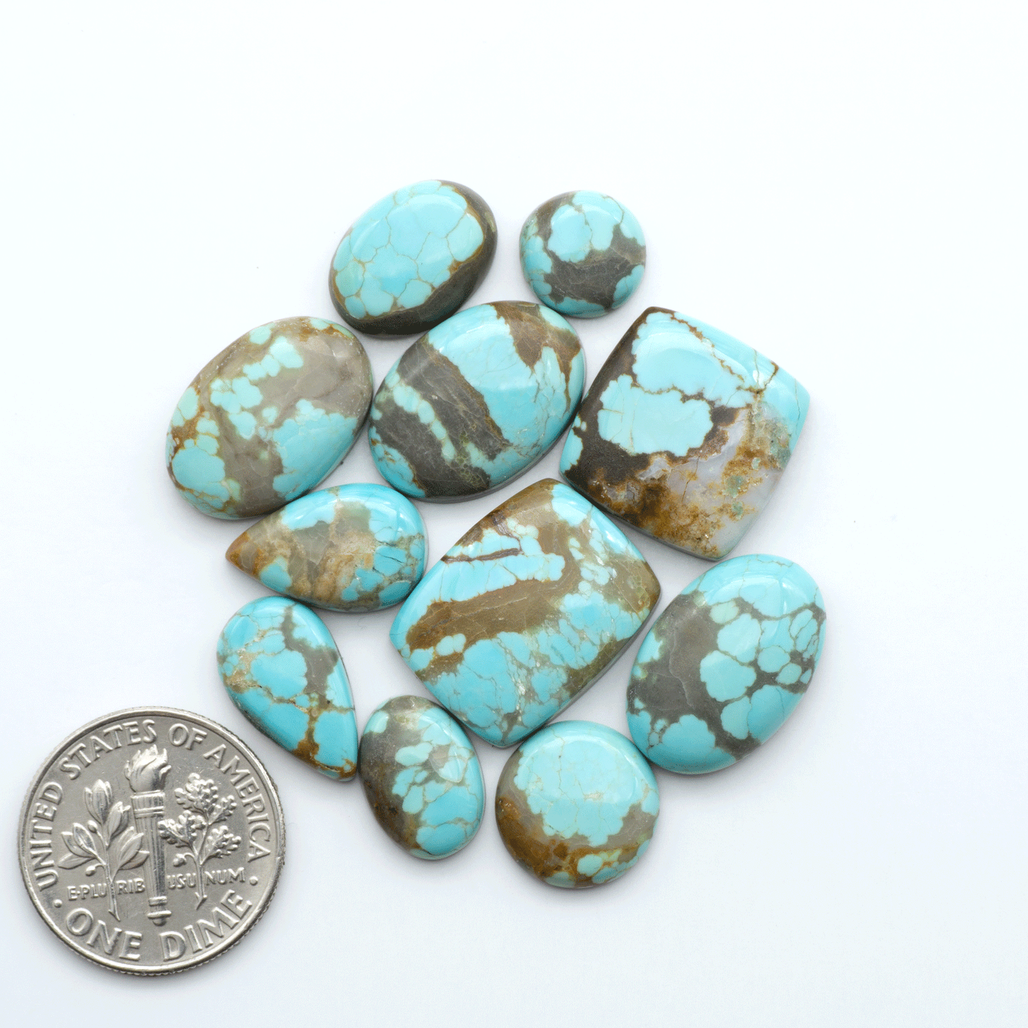 Number 8 Turquoise Cabochons have been selected for their quality and unique appearance. Don't miss the chance to add a one-of-a-kind piece to your collection.