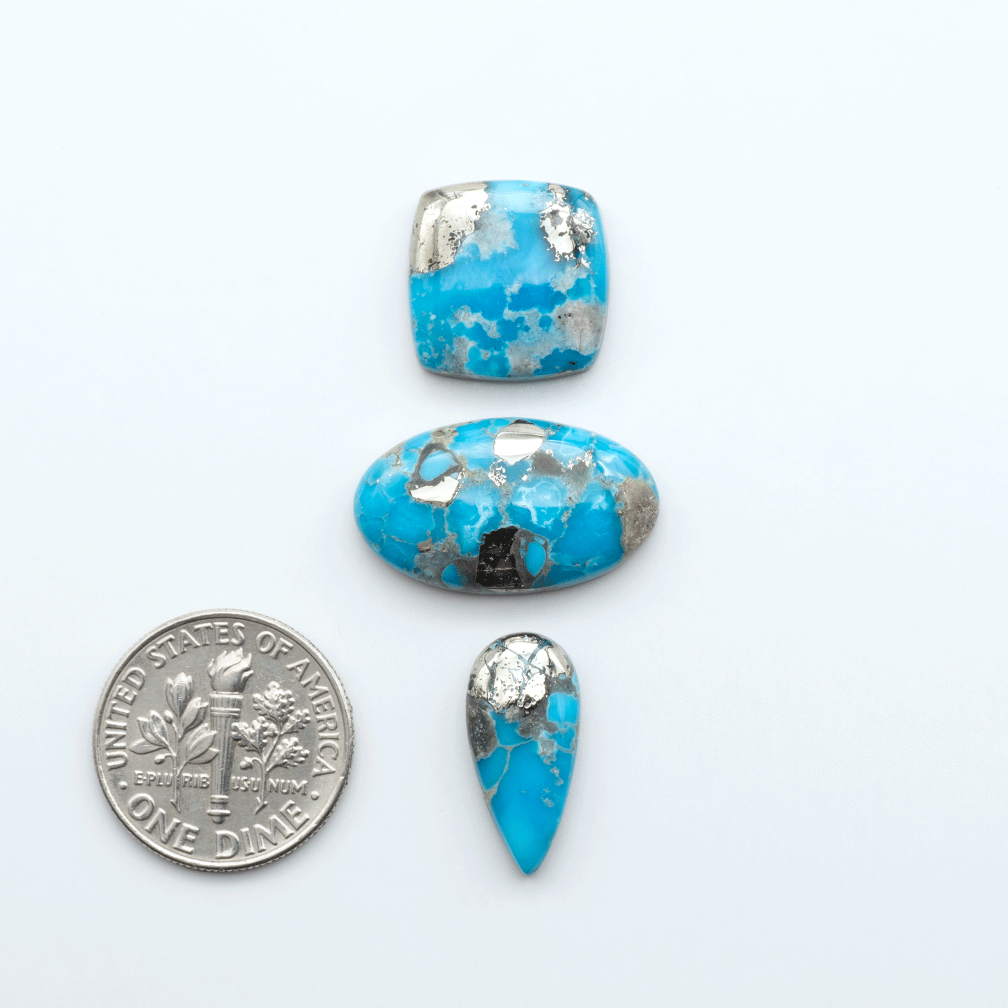 Create stunning handcrafted jewelry with Blue Bird Turquoise Cabochons. Their rich blue color and polish make them perfect for silversmiths and jewelry makers.
