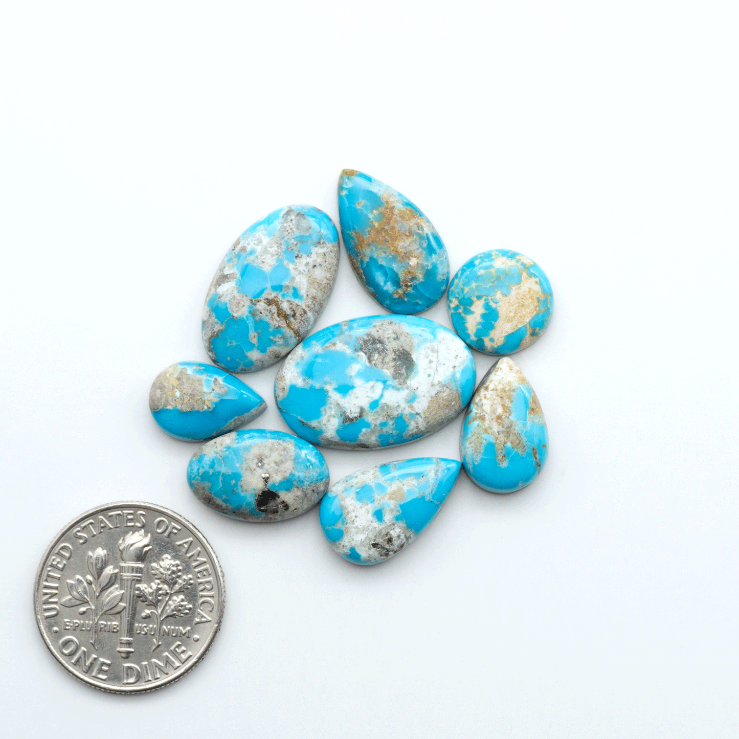 Sierra Bella Turquoise cabochons feature rich blue-green color and natural matrix variation. Ideal for silversmiths, jewelers, and custom jewelry designs.