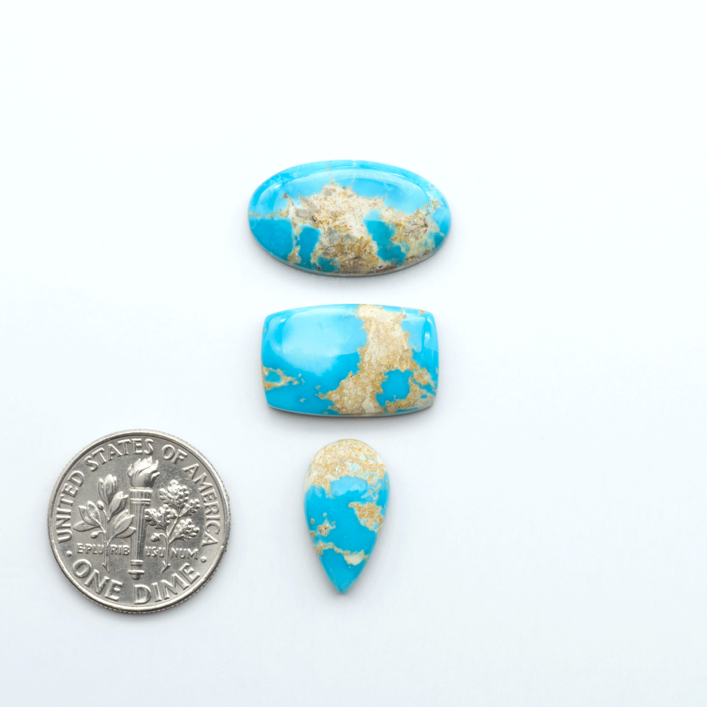 Sierra Bella Turquoise cabochons feature rich blue-green color and natural matrix variation. Ideal for silversmiths, jewelers, and custom jewelry designs.