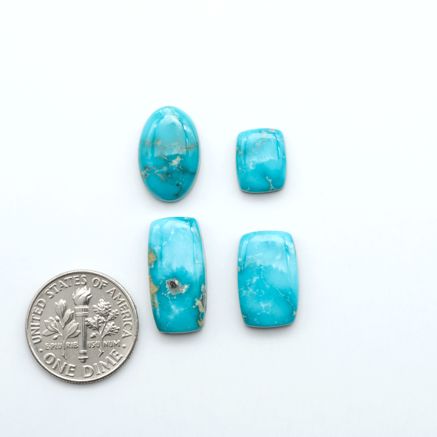 Sierra Bella Turquoise cabochons feature rich blue-green color and natural matrix variation. Ideal for silversmiths, jewelers, and custom jewelry designs.