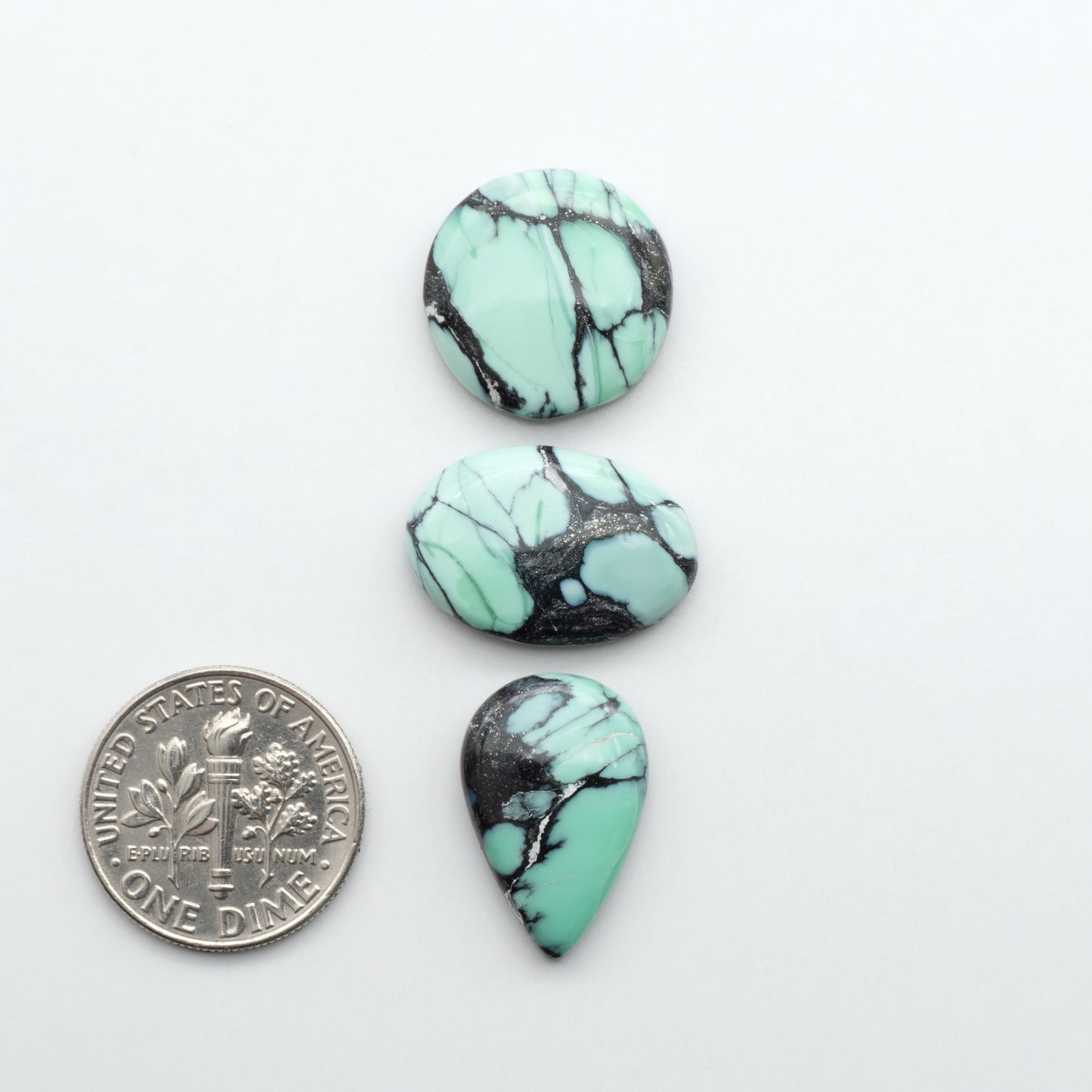 Shop Variscite cabochons with natural matrix patterns, ideal for silversmiths and jewelry makers creating custom rings and pendants.